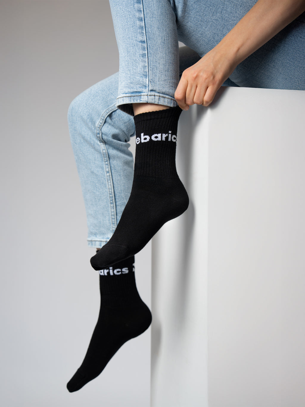 Barebarics - Barefoot Socks - Crew - Black - Big logo - 3 pack