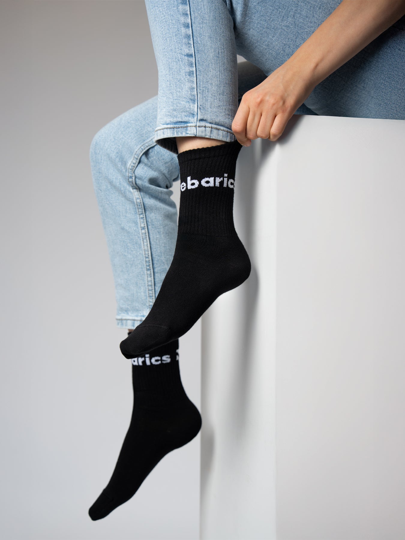 Barebarics - Barefoot Socks - Crew - Black - Big logo - 3 pack