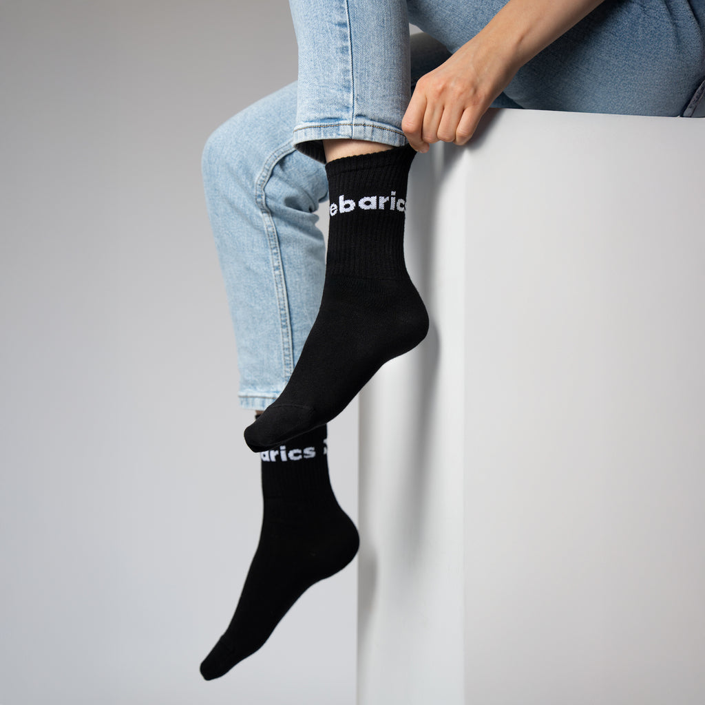 Barebarics - Barefoot Socks - Crew - Black - Big logo - 3 pack