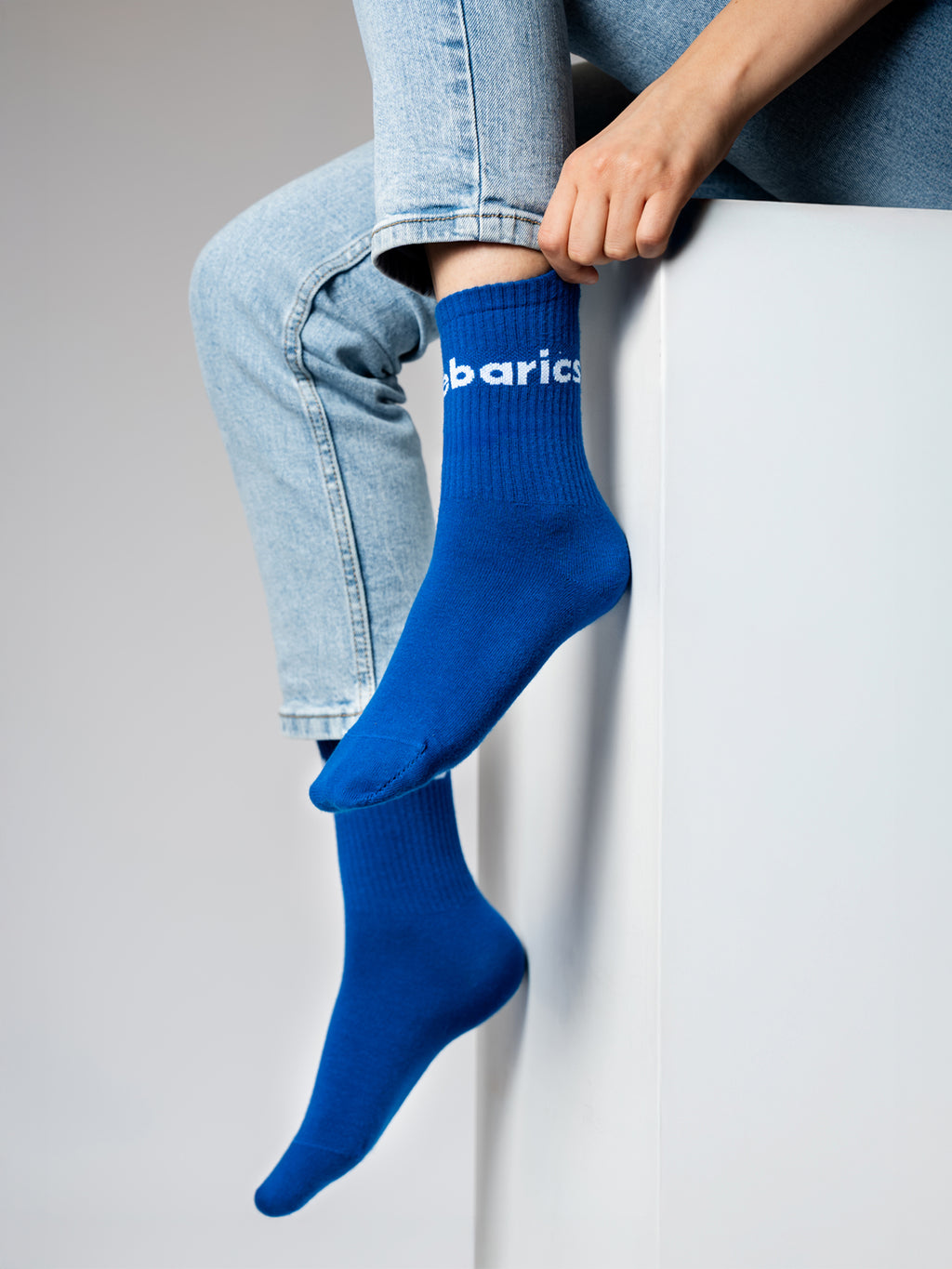 Barebarics - Barefoot Socks - Crew - Blue - Big logo - 3 pack