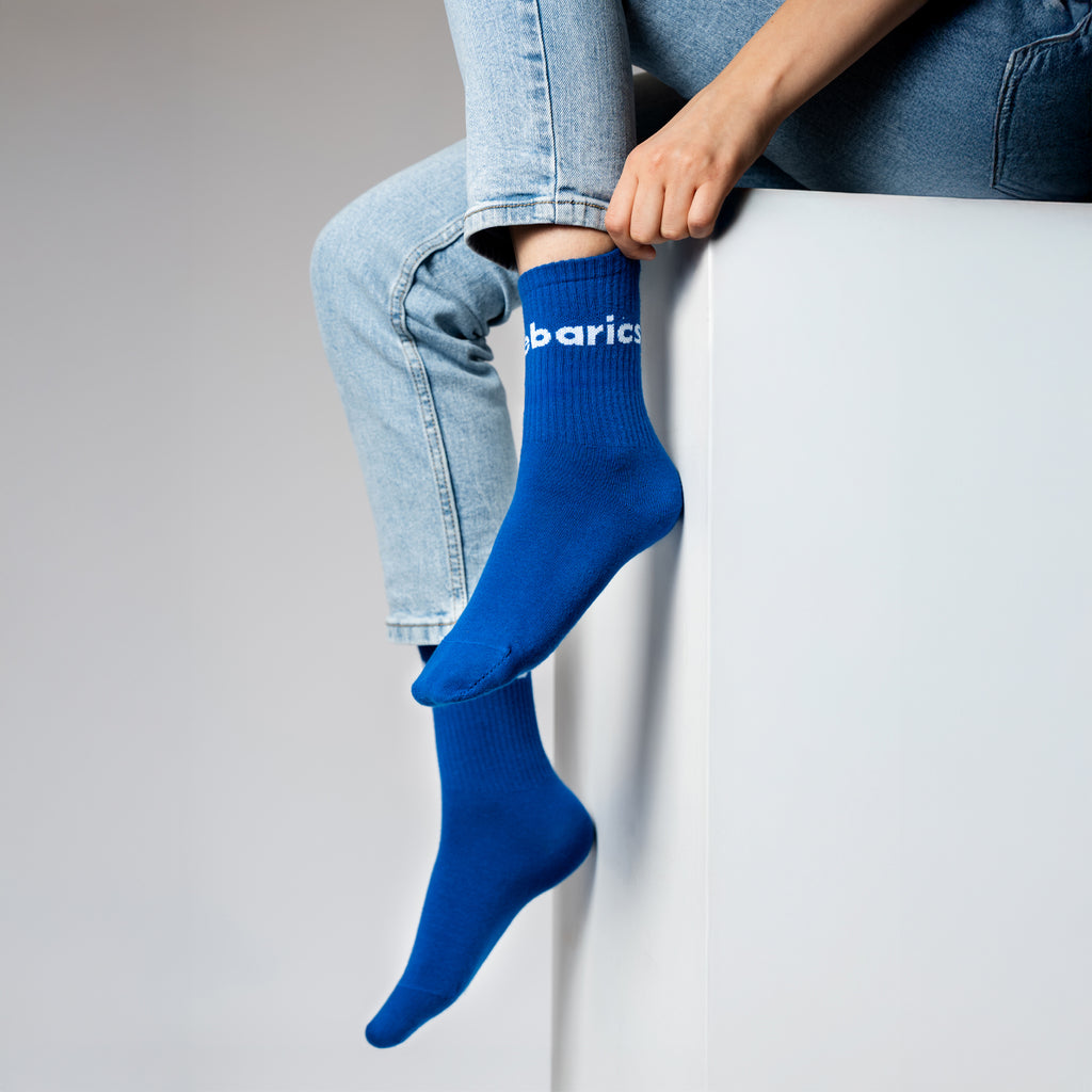 Barebarics - Barefoot Socks - Crew - Blue - Big logo - 3 pack