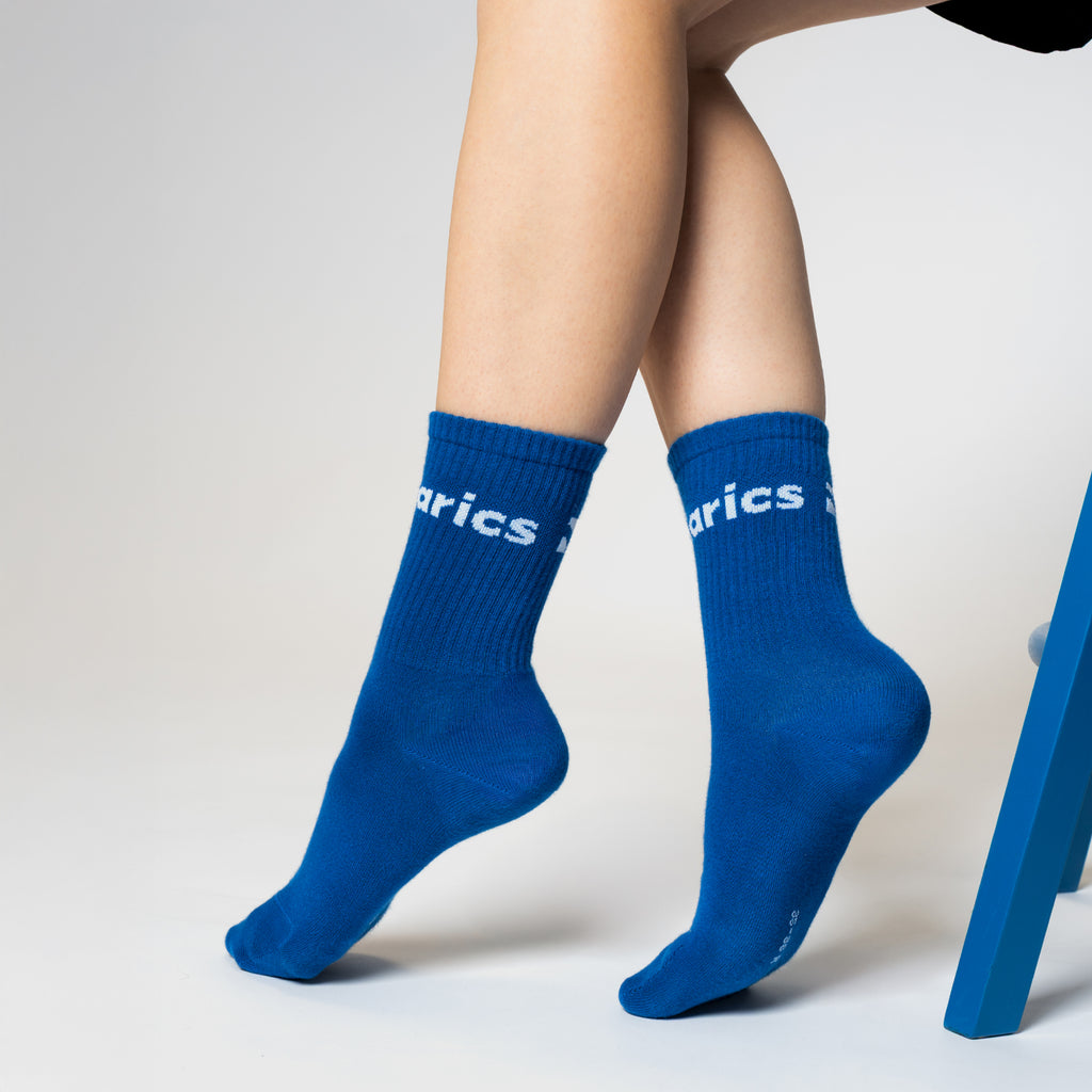 Barebarics - Barefoot Socks - Crew - Blue - Big logo - 3 pack