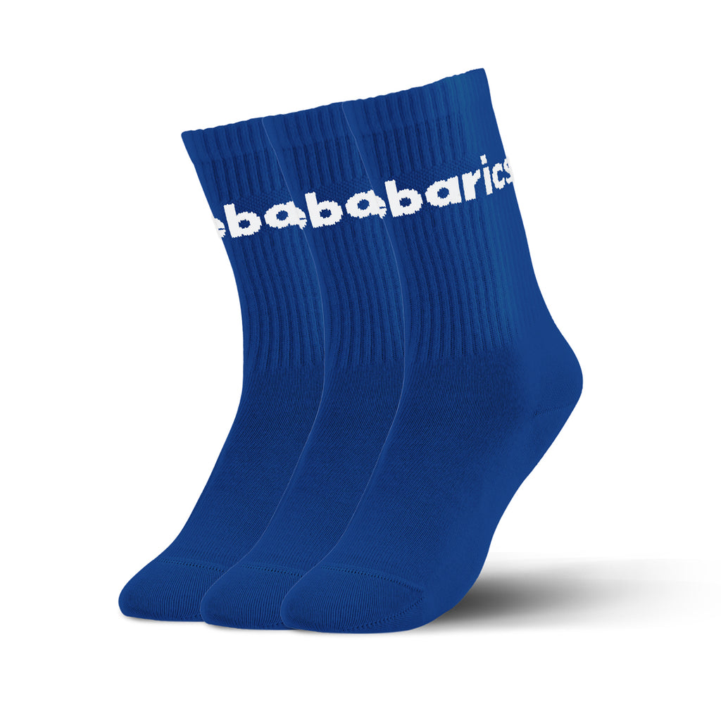 Barebarics - Barefoot Socks - Crew - Blue - Big logo - 3 pack