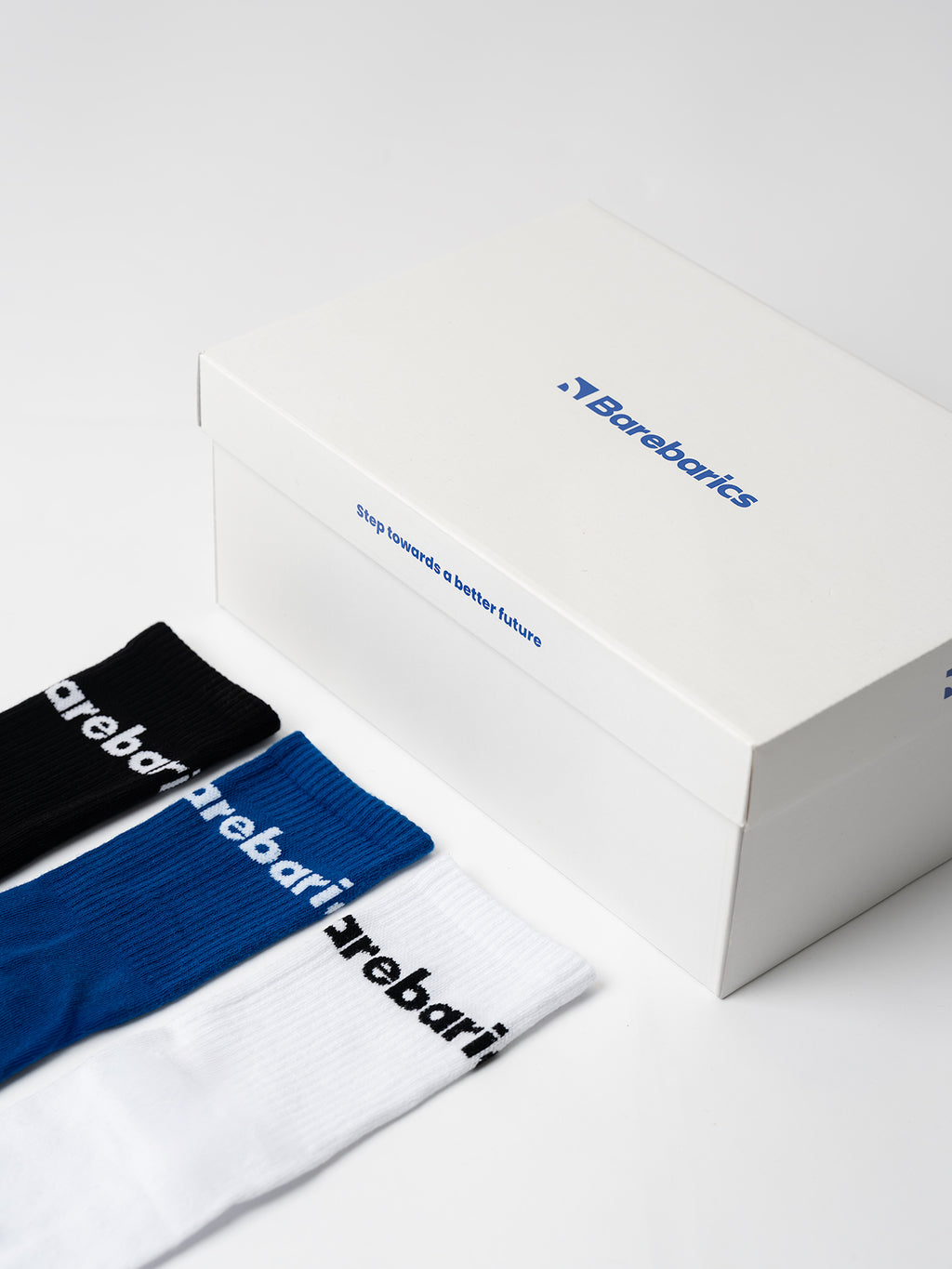 Barebarics - Barefoot Socks - Crew - Black - Big logo - 3 pack