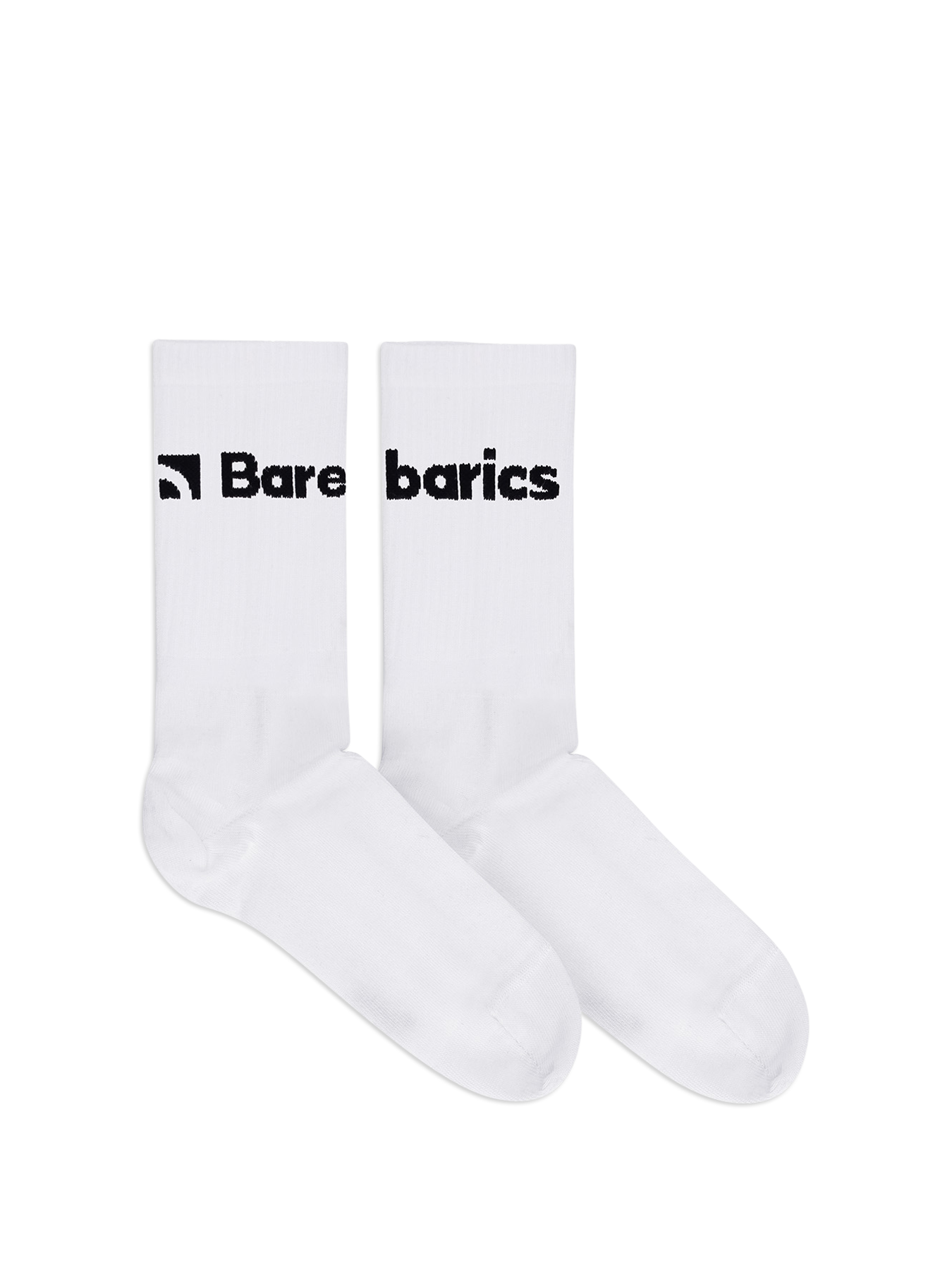 Barebarics - Barefoot Socks - Crew - White - Big logo - 3 pack