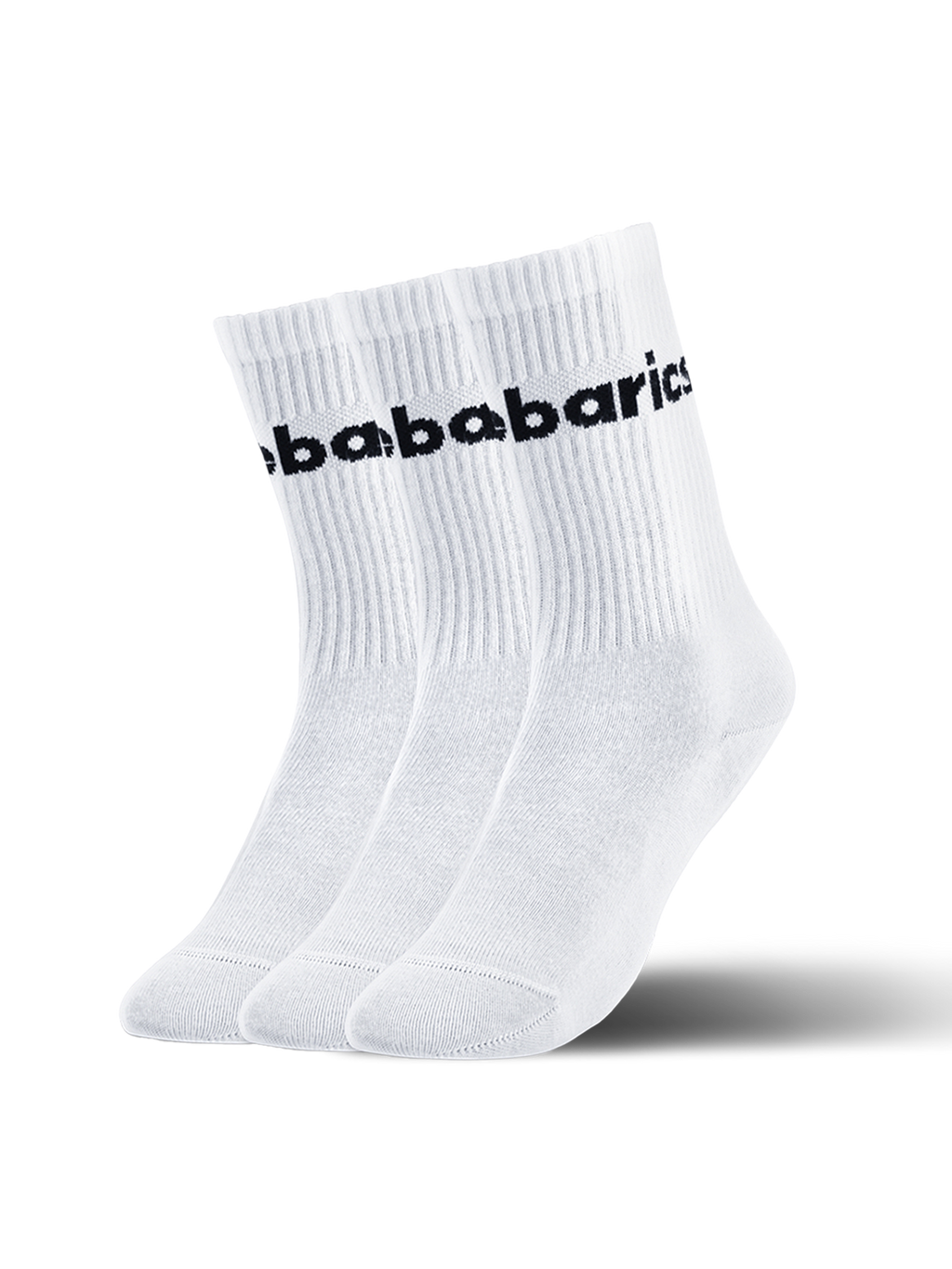 Barebarics - Barefoot Socks - Crew - White - Big logo - 3 pack