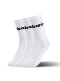 Barebarics - Barefoot Socks - Crew - White - Big logo - 3 pack