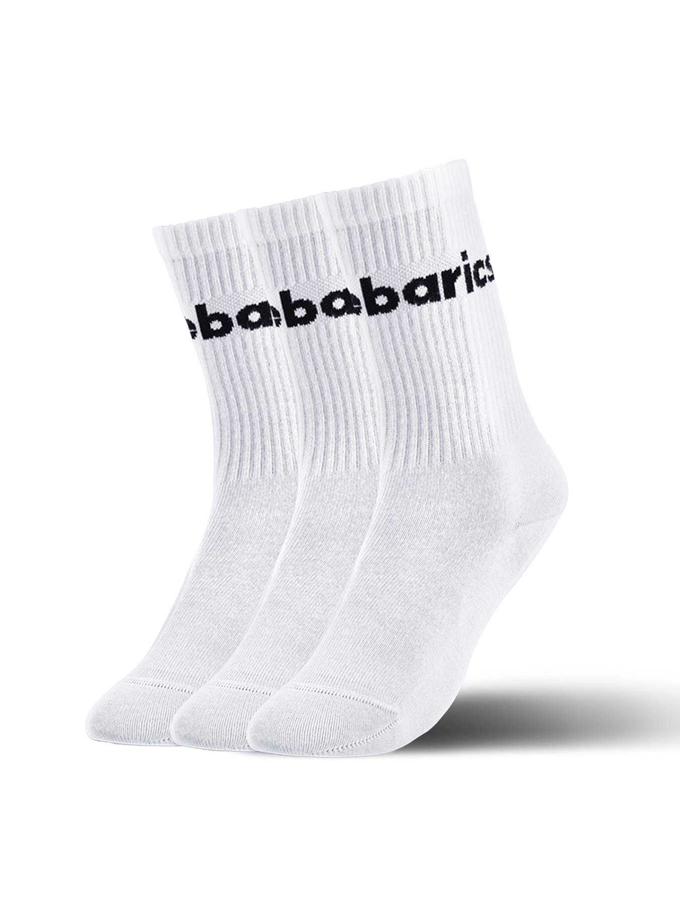 Barebarics - Barefoot Socks - Crew - White - Big logo - 3 pack