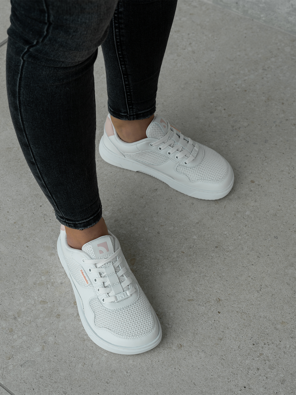 Barefoot Sneakers Barebarics Zing - Fresh - White & Coral Pink