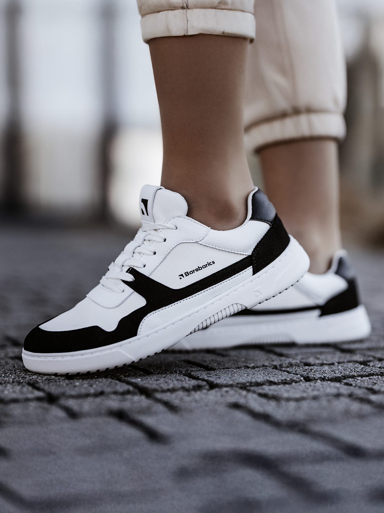 Barefoot Sneakers Barebarics - Zing - White & Black Vegan