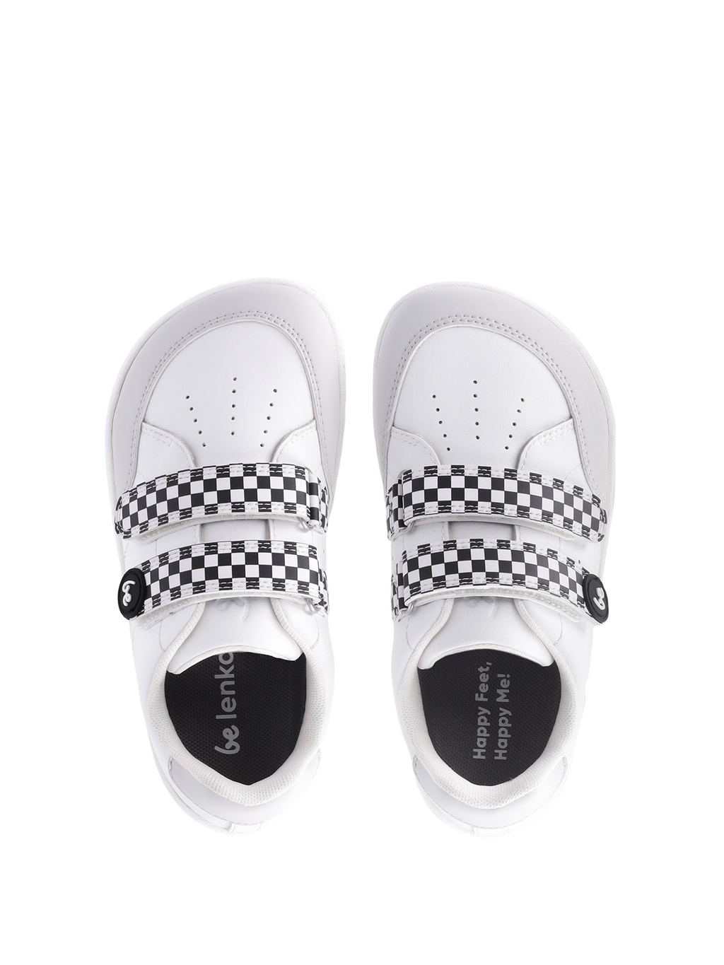Kids barefoot sneakers Be Lenka Energise Kids - White & Checkerboard