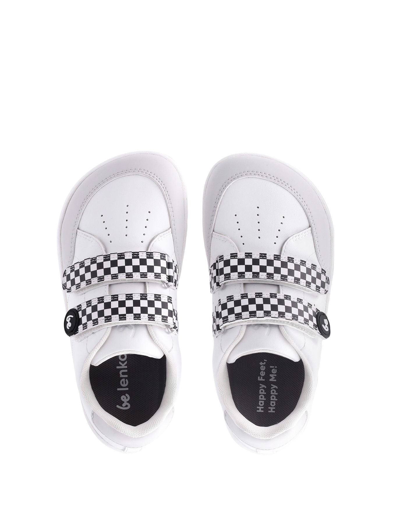 Kids barefoot sneakers Be Lenka Energise Kids - White & Checkerboard
